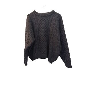 Vintage LL Bean Aran Fisherman Sweater Womens XL Cable Knit Wool Ireland 90s